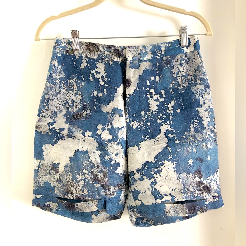 H&M Conscious exclusive collection Blue Abstract Print silk Women's Shorts 4
